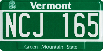 VT license plate NCJ165