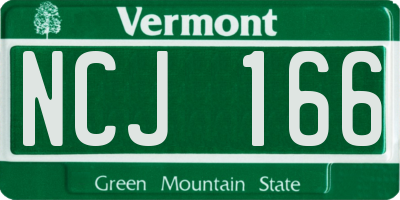 VT license plate NCJ166