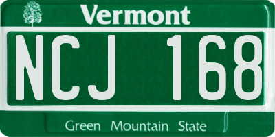 VT license plate NCJ168