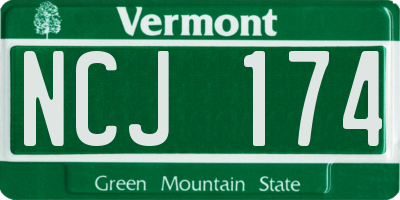 VT license plate NCJ174