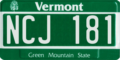 VT license plate NCJ181