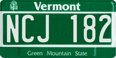 VT license plate NCJ182