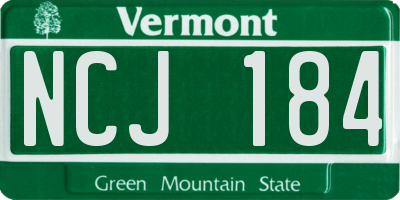 VT license plate NCJ184