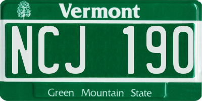 VT license plate NCJ190