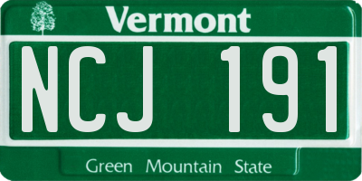 VT license plate NCJ191