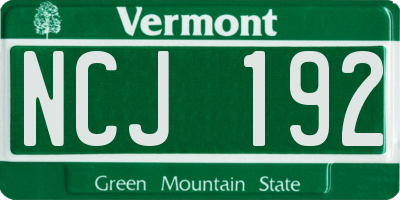 VT license plate NCJ192