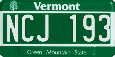VT license plate NCJ193