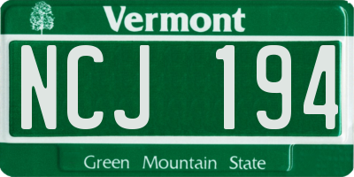 VT license plate NCJ194