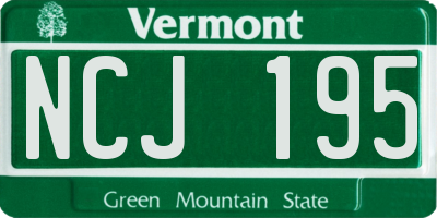 VT license plate NCJ195