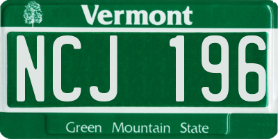 VT license plate NCJ196