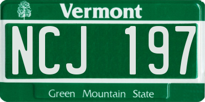 VT license plate NCJ197