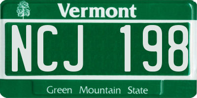 VT license plate NCJ198