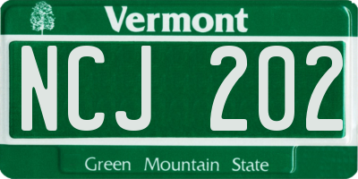 VT license plate NCJ202