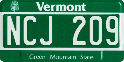 VT license plate NCJ209