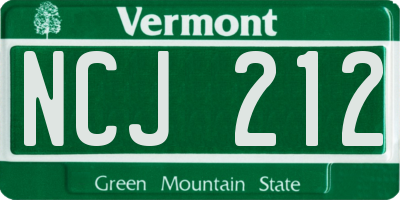 VT license plate NCJ212