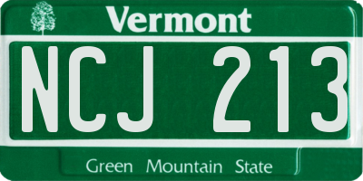 VT license plate NCJ213