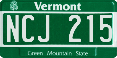 VT license plate NCJ215