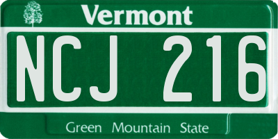VT license plate NCJ216