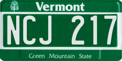 VT license plate NCJ217