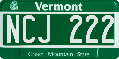 VT license plate NCJ222