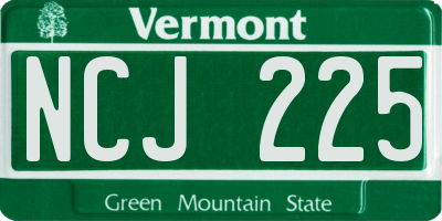 VT license plate NCJ225