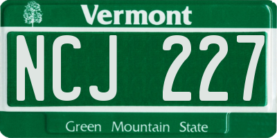 VT license plate NCJ227