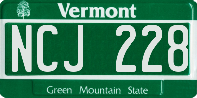 VT license plate NCJ228