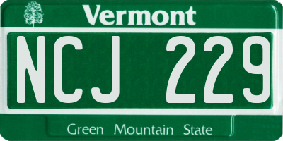 VT license plate NCJ229