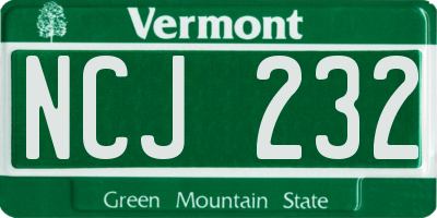 VT license plate NCJ232
