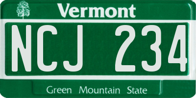 VT license plate NCJ234