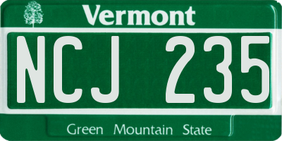 VT license plate NCJ235