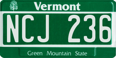 VT license plate NCJ236