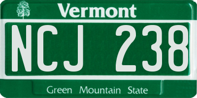 VT license plate NCJ238