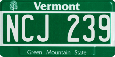 VT license plate NCJ239