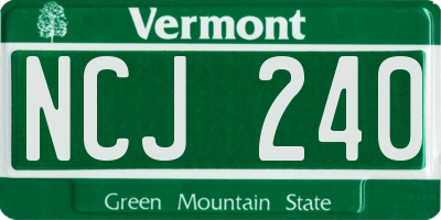 VT license plate NCJ240