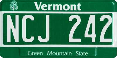 VT license plate NCJ242