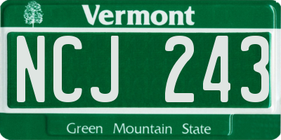 VT license plate NCJ243