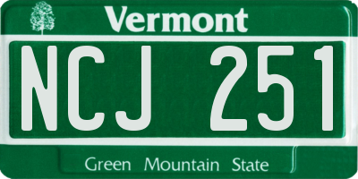 VT license plate NCJ251