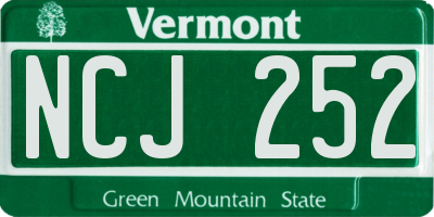 VT license plate NCJ252
