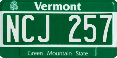 VT license plate NCJ257