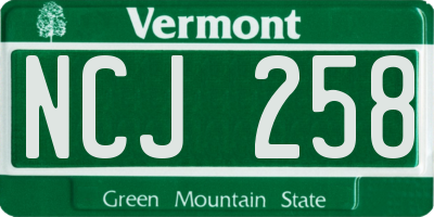 VT license plate NCJ258
