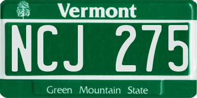 VT license plate NCJ275