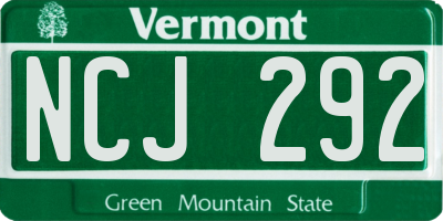VT license plate NCJ292