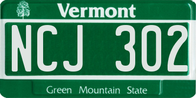 VT license plate NCJ302