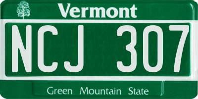 VT license plate NCJ307