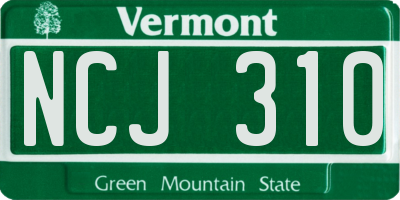 VT license plate NCJ310