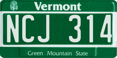 VT license plate NCJ314