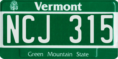 VT license plate NCJ315