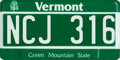 VT license plate NCJ316