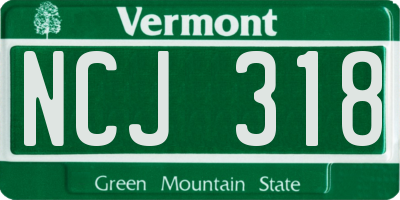 VT license plate NCJ318
